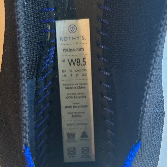 Rothy's Black Flats with Blue Trim - Picture 4 of 4